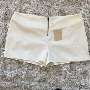 NWT Haute Hippie Cream Zip up Shorts